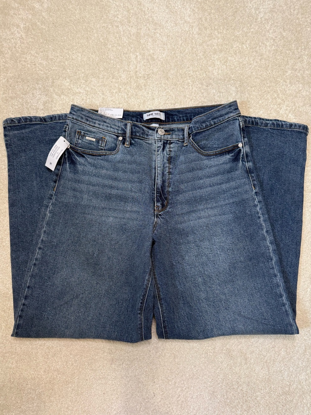 Nine West Wide Leg High Rise Denim Jeans Medium Wash Size 30 10 - Picture 3 of 8
